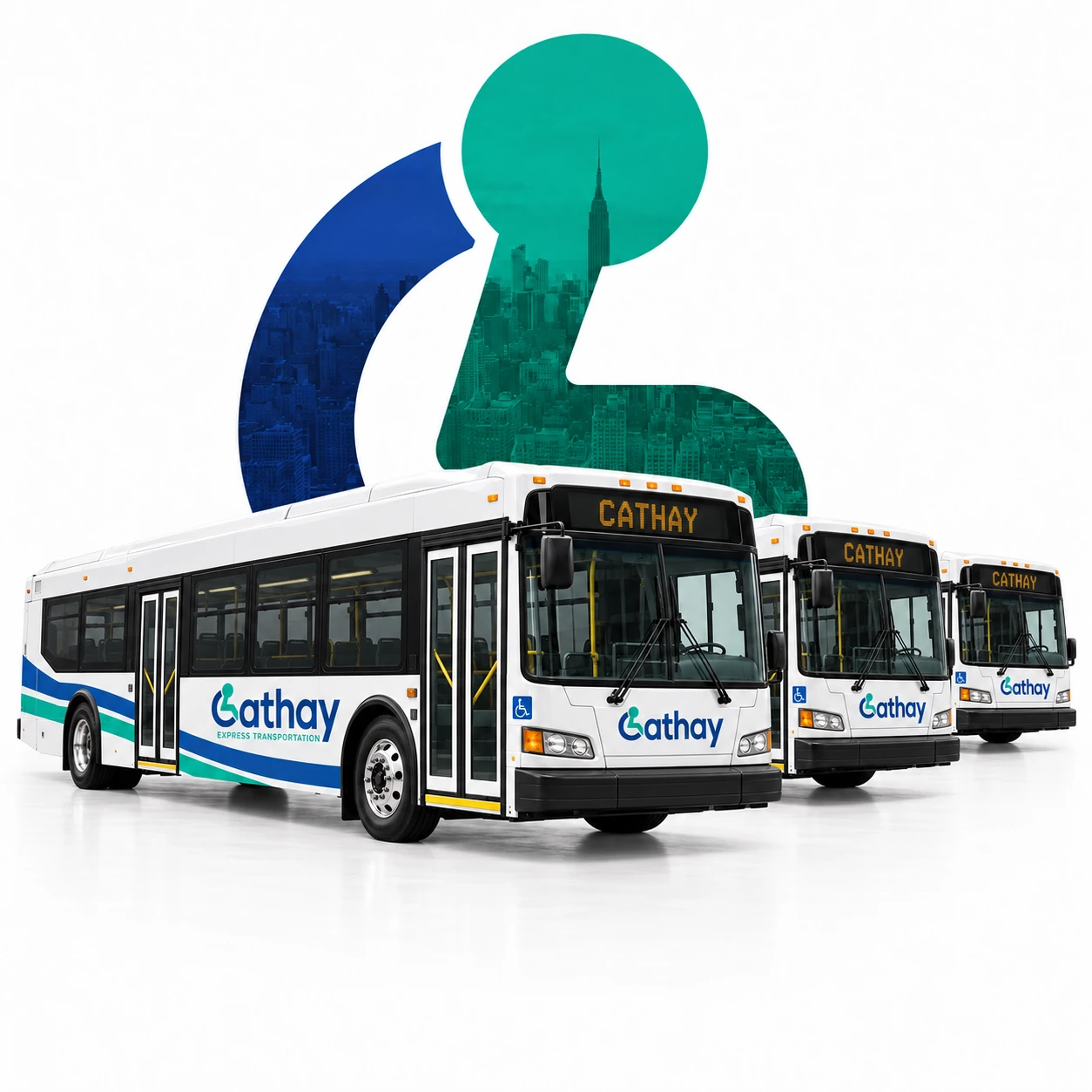 Illustration of Cathay Express transit vehicles